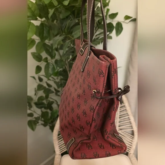 Dooney & Bourke Burgundy Tote with Brown Accents - Picture 5 of 6